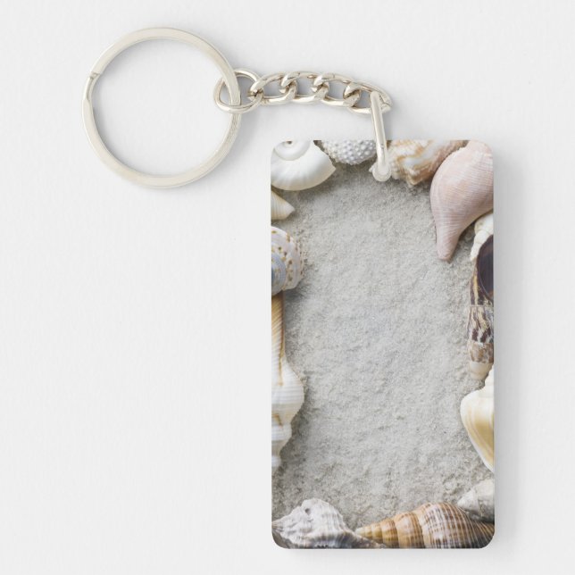 Sea Shell Sand Background - Beach Shells Customize Keychain (Front)