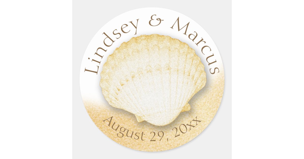 Sea Shell Sparkle Gold Beach Classic Round Sticker | Zazzle