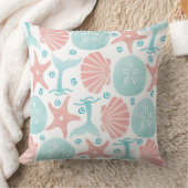 Sea Shell Starfish Sand Dollar Whale Coastal Throw Pillow (Blanket)