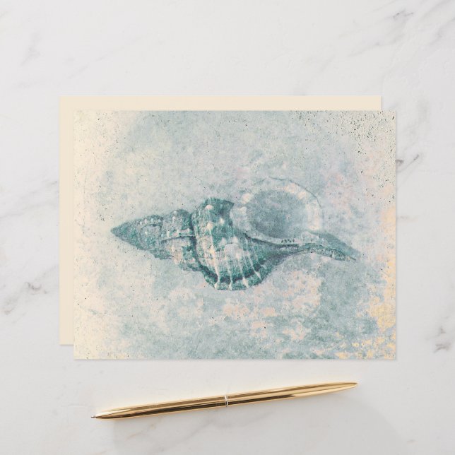 Sea Shell Teal Beige Vintage Ocean Beach Texture (Front/Back In Situ)