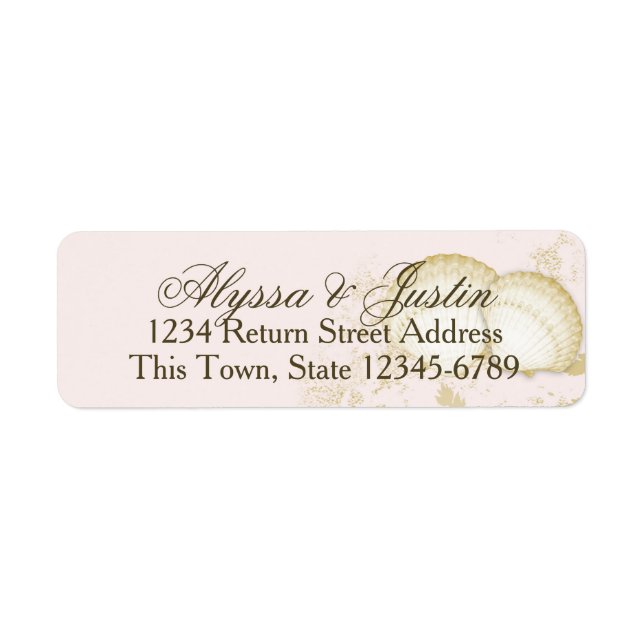 Sea Shell Vintage Pink and Gold Label (Front)