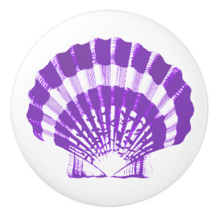 Sea Shell - violet and white Ceramic Knob
