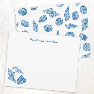 Sea Shell Watercolor Coastal Personalized Note Card