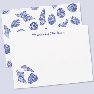 Sea Shell Watercolor Coastal Personalized Note Card