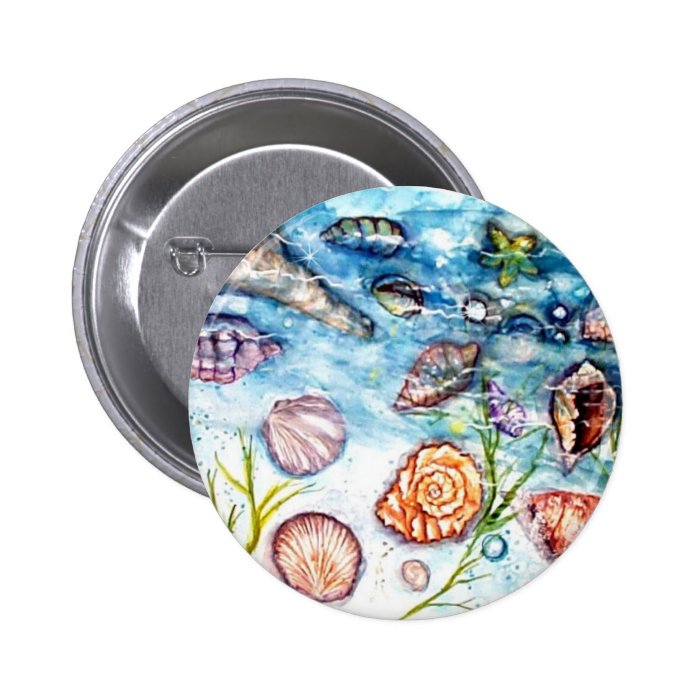 Sea Shell Watercolor painting Buttons