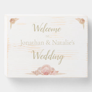 Sea Shell Welcome Wedding Wood Box Sign