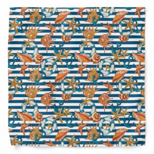 Sea Shells And Anchor Pattern Bandana