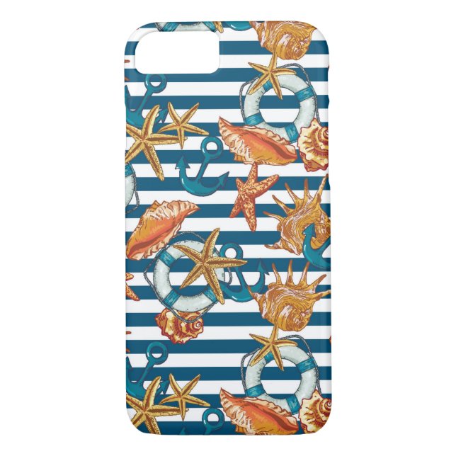 Sea Shells And Anchor Pattern Case-Mate iPhone Case (Back)