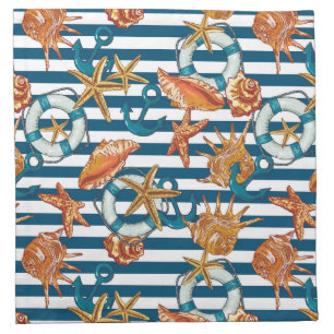 Sea Shells And Anchor Pattern Cloth Napkin
