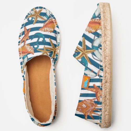 Sea Shells And Anchor Pattern Espadrilles