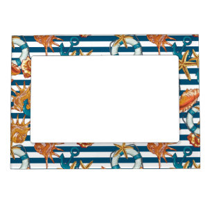 Sea Shells And Anchor Pattern Magnetic Photo Frame