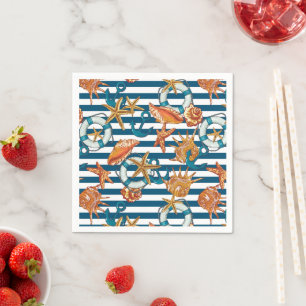 Sea Shells And Anchor Pattern Napkins