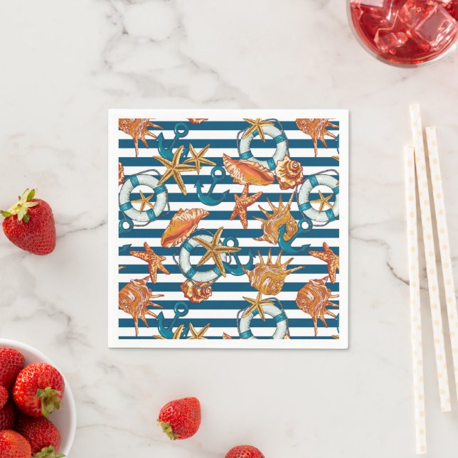 Sea Shells And Anchor Pattern Napkins (Insitu)