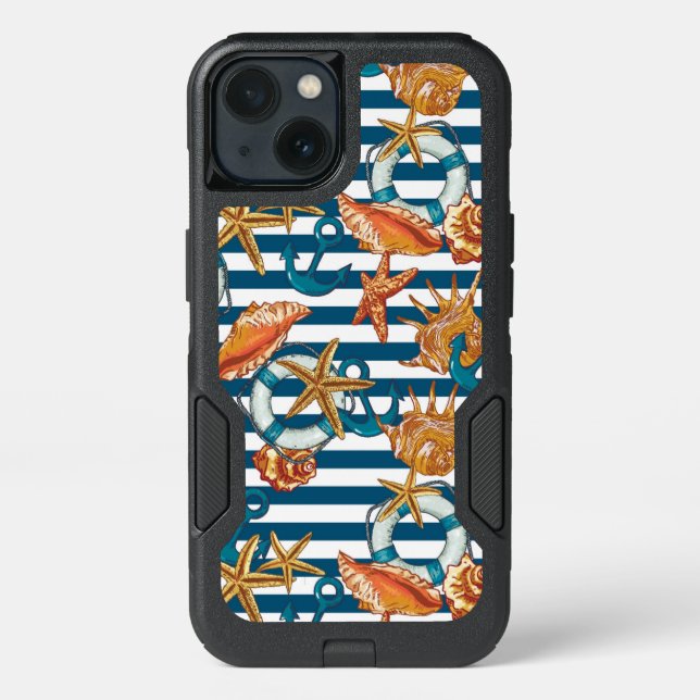 Sea Shells And Anchor Pattern Otterbox iPhone Case (Back)