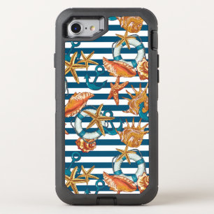 Sea Shells And Anchor Pattern OtterBox Defender iPhone SE/8/7 Case