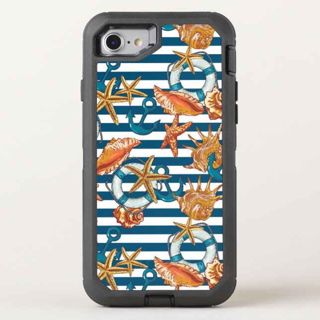 Sea Shells And Anchor Pattern Otterbox iPhone Case (Back)