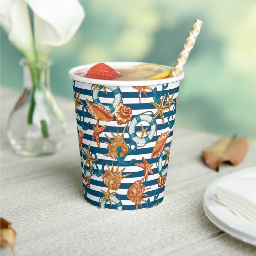 Sea Shells And Anchor Pattern Paper Cups
