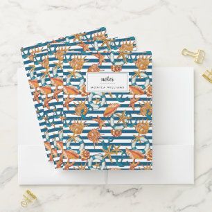 Sea Shells And Anchor Pattern Pocket Folder