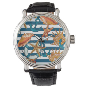 Sea Shells And Anchor Pattern Watch