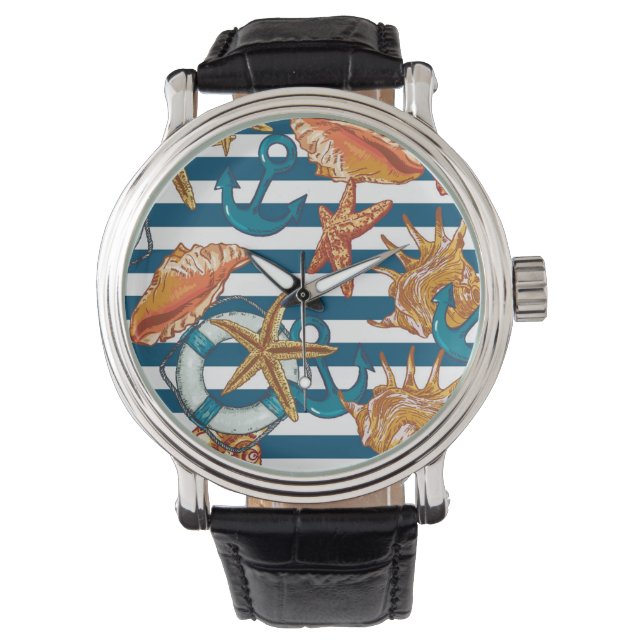 Sea Shells And Anchor Pattern Watch (Front)