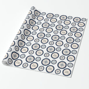 Sea Shells and Compass Birthday Wrapping Paper