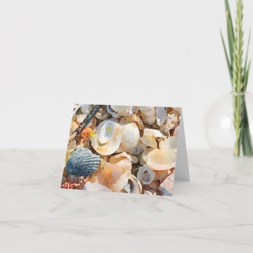 Sea shells and Driftwood on Beach Sand Card