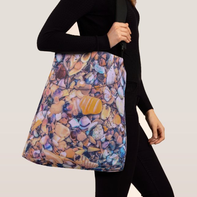 Sea Shells and Pebbles Crossbody Bag (Close Up)