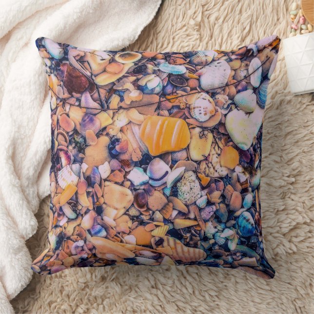 Sea Shells and Pebbles Throw Pillow (Blanket)