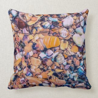 Sea Shells and Pebbles Throw Pillow