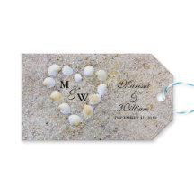 Sea Shells and Sand Heart Wedding Favor Tags