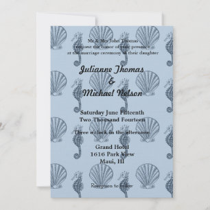 Sea Shells and Sea Horses Wedding Invitation