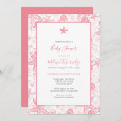 Sea Shells and Starfish Girl Baby Shower Invites (Front/Back)