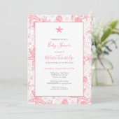 Sea Shells and Starfish Girl Baby Shower Invites (Standing Front)