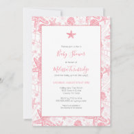 Sea Shells and Starfish Girl Baby Shower Invites