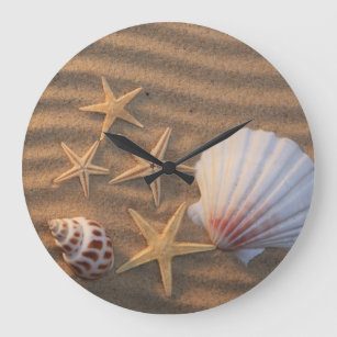Sea Shells And Starfish Large Clock
