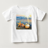 Sea shells and starfish on beach