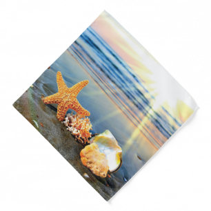 Sea shells and starfish on beach bandana