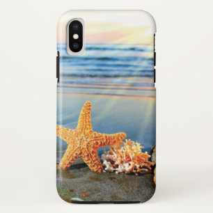 Sea shells and starfish on beach iPhone XS case
