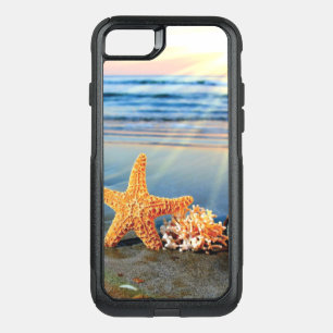 Sea shells and starfish on beach OtterBox commuter iPhone SE/8/7 case