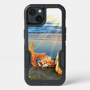 Sea shells and starfish on beach iPhone 13 case