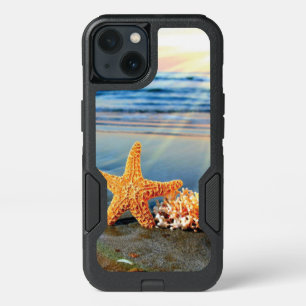 Sea shells and starfish on beach iPhone 13 case