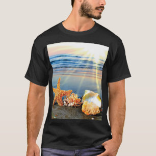 Sea shells and starfish on beach T-Shirt