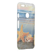Sea shells and starfish on beach uncommon google pixel case (Back/Right)
