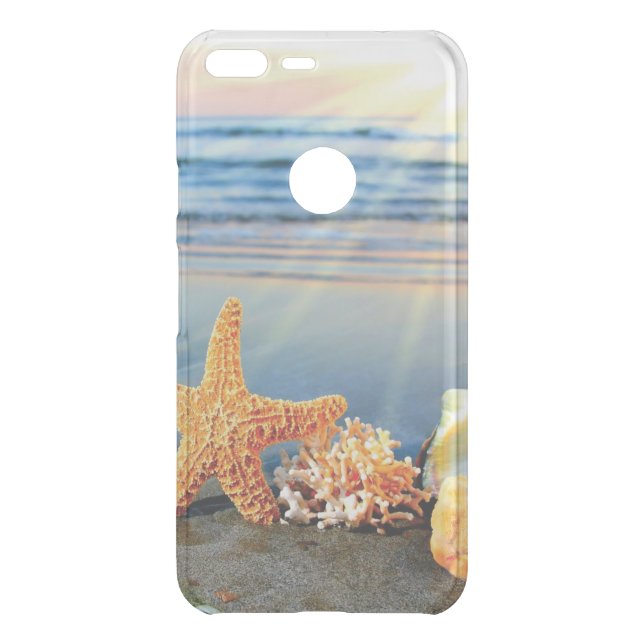 Sea shells and starfish on beach uncommon google pixel XL case (Back)