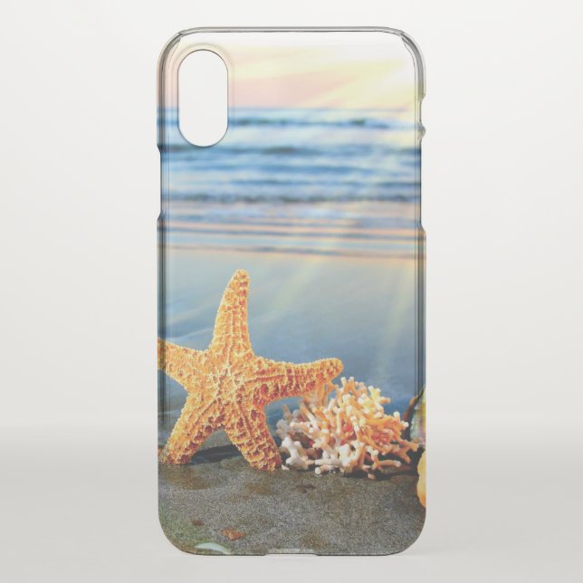 Sea shells and starfish on beach uncommon iPhone case (Back)