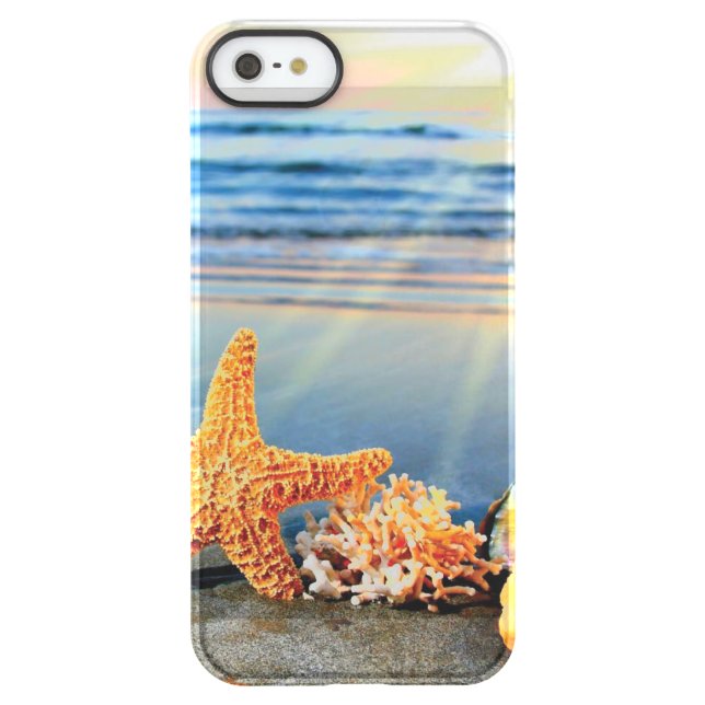 Sea shells and starfish on beach uncommon iPhone case (Back)
