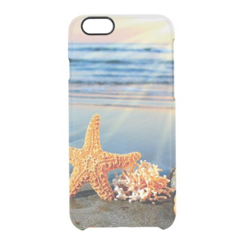 Sea shells and starfish on beach clear iPhone 66S case