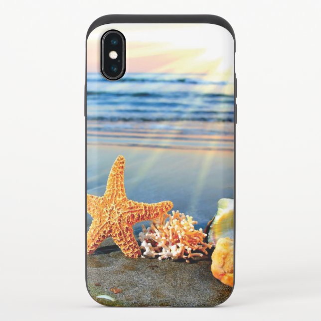 Sea shells and starfish on beach uncommon iPhone case (Back)