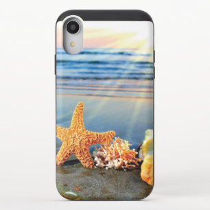 Sea shells and starfish on beach iPhone XR slider case