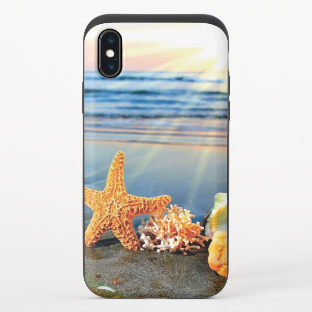 Sea shells and starfish on beach uncommon iPhone case (Back)